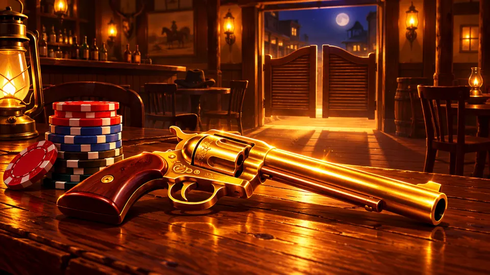 Western-Saloon bei Abendlicht als Motiv zum Spiel Wanted Dead or a Wild